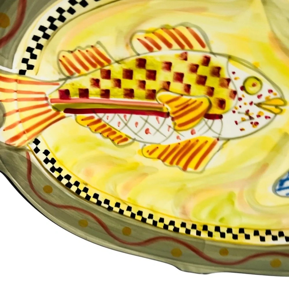 Antica Fornace Ceramiche Da Tavola Large Platter Fish Design Made in Italy
